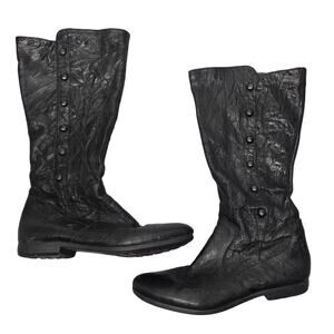 Born "Sage" Black Crunched Leather Riding Boot l Size: 9.5